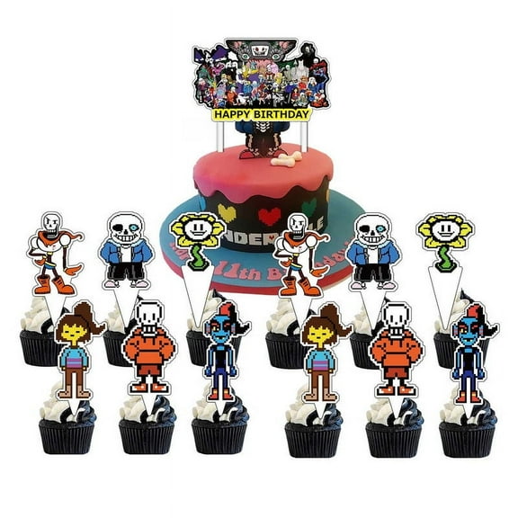Undertale Cupcake Set Cake Topper Party Supplies Decoration Birthday Decor Kit