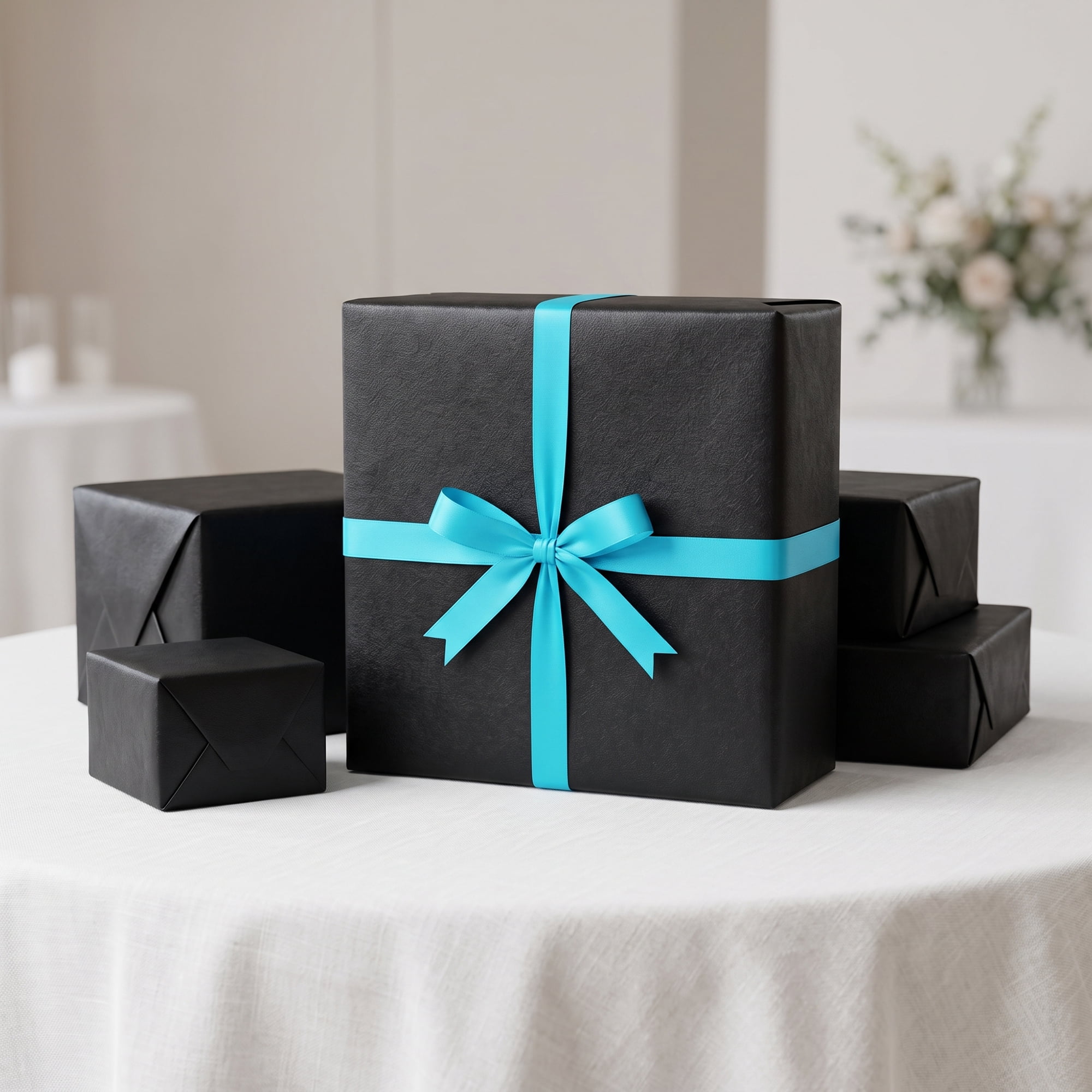 Unique Bargains 3Pcs Heavyweight Matte Gift Wrapping Paper Black 27.6" x 19.7"