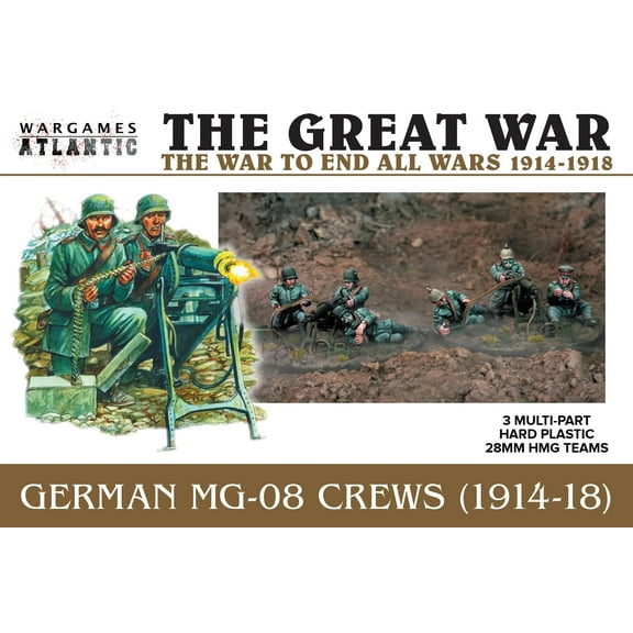 The Great War: German MG-08 Crews Figures (1914-18) WWI Tabletop Wargaming Mini-Figures By Wargames Atlantic
