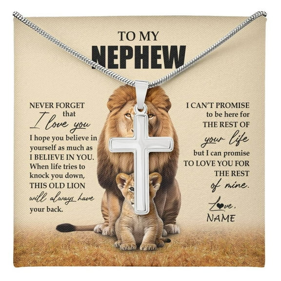 To My Nephew Necklace From Uncle Lion Never Forget That I Love You Nephew Birthday Gifts Graduation Christmas Customized Message Card