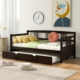 thumbnail image 2 of Royard Oaktree Twin Size Daybed with Twin Trundle, Wood Sofa Bed Frame with Slats Support, Espresso, 2 of 7
