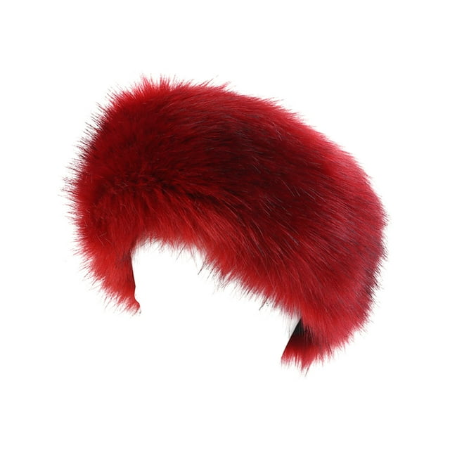 Sonducket Manténgase abrigado y elegante con la diadema de piel sintética para mujer, ropa cómoda, diadema de piel sintética transpirable Accesorio para el cabello Vino rojo