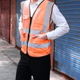 thumbnail image 2 of ZheElen Safety Vest w/ High Visibility Reflective Stripes Polyester Orange & Yellow New A type & yellow, 2 of 8