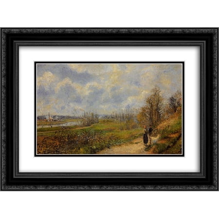 Camille Pissarro 2x Matted 24x18 Black Ornate Framed Art Print 'La Sente du Chou, near Pontoise'