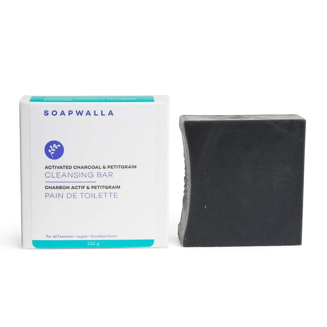 Soapwalla - Barra de jabón de carbón activado y petitgrain | Cuidado de la piel limpio vegano y libre de crueldad animal (4 oz | 110 ml)