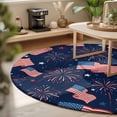 thumbnail image 3 of Small Round Rug 3Ft, 4th of July Non-Slip Washable Circle Rugs Carpet, Independent Day American Flag Stars Red Blue Indoor Outdoor Rug Floor Mats Throw Runner for Bedroom Living Room Bathroom, 3 of 8