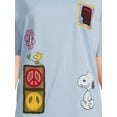 thumbnail image 4 of Peanuts Juniors' Oversized Graphic Tee with Crochet Patch, Sizes XS-3XL, 4 of 5