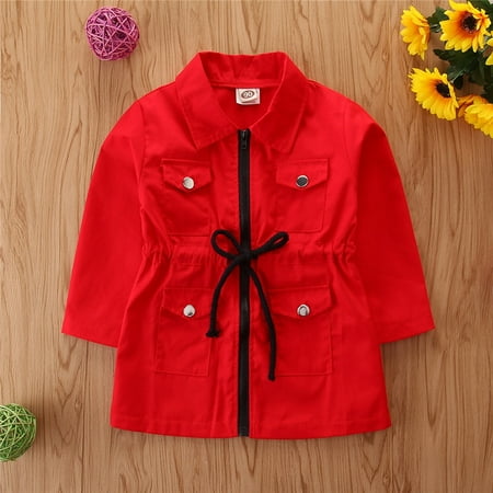 

DENGDENG Toddler Baby Girls Long Sleeve Jacket Zip Up Pockets Jacket Warm Turndown Collar Clothes 1Y-6Y