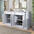 thumbnail image 2 of Euroco 58.3'' Kitchen Sideboard Storage Buffet Cabinet, Wood Buffet Cabinet with 4 Doors, 2 Drawers and Adjustable Shelves for Dining Room, White, 2 of 8