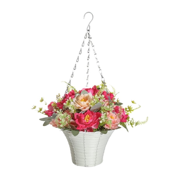 Flores artificiales colgantes en cesta, arreglo floral, planta artificial, colgante falso Estilo E