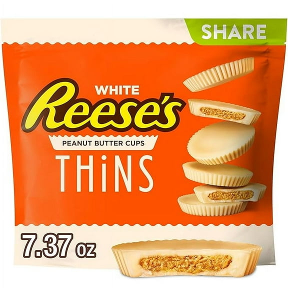 REESE'S THiNS White Creme Peanut Butter Cups, Candy Share Pack, 7.37 oz ( Pack of 2 )