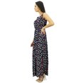 thumbnail image 3 of Bimba Women's Casual Bowling Print Round Neck Elastic Waist Maxi Summer Dress, 3 of 7