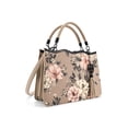 thumbnail image 5 of LIKE DREAMS Violette Vegan Leather Floral Print Crossbody Satchel Bag - Beige, 5 of 6