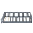 thumbnail image 4 of Euroco Wood Twin Size Bed with Safety Guardrails and Door, Low Profile Floor Bed, Gray, 4 of 14