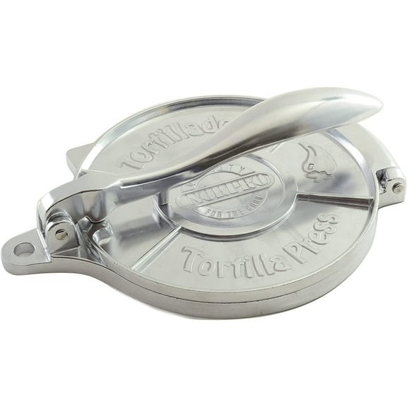 Norpro 8 Inch Round Cast Aluminum Tortilla Masa Dough Press Flattener, Silver