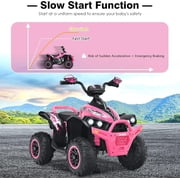 OLAKIDS Kids Ride on ATV, 12V 4 Wheeler Quad Toy Vehicle with Music, Horn, High Low Speeds, LED Lights, Electric Ride On Toy, Battery Powered Wheels Car for Children 3-8 Years Old
