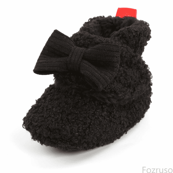 Fozruso Cute Baby Booties With Bow Soft Warm Sneakers For For Autumn And Winter Walking Cozy And Comfortable Footwear For Toddlers,Sizes 4(0-6 Months)