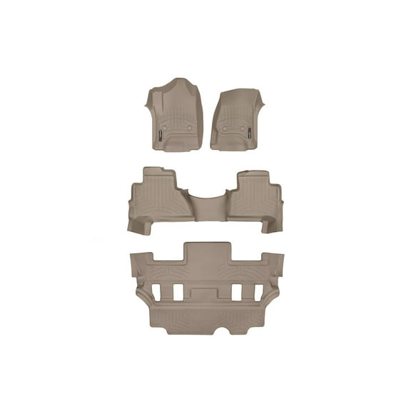 WeatherTech Custom Fit FloorLiners compatible with 2015-2020 Cadillac Escalade - Complete Set (1st, 2nd, & 3rd Row), Tan