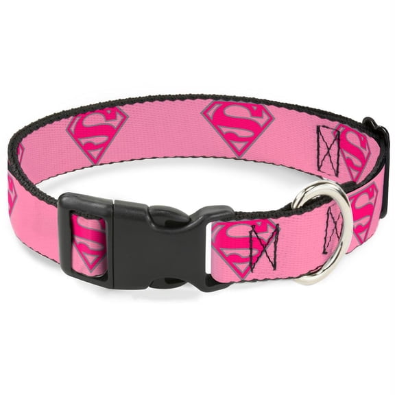 Buckle-Down Superman Shield Pink Pet Collar - Small
