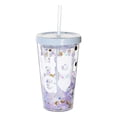 thumbnail image 2 of Joernso Water Bottle Eco-friendly English Letter Pattern Plastic Sequins Drinking Water Straw Cup for Travel, 2 of 8