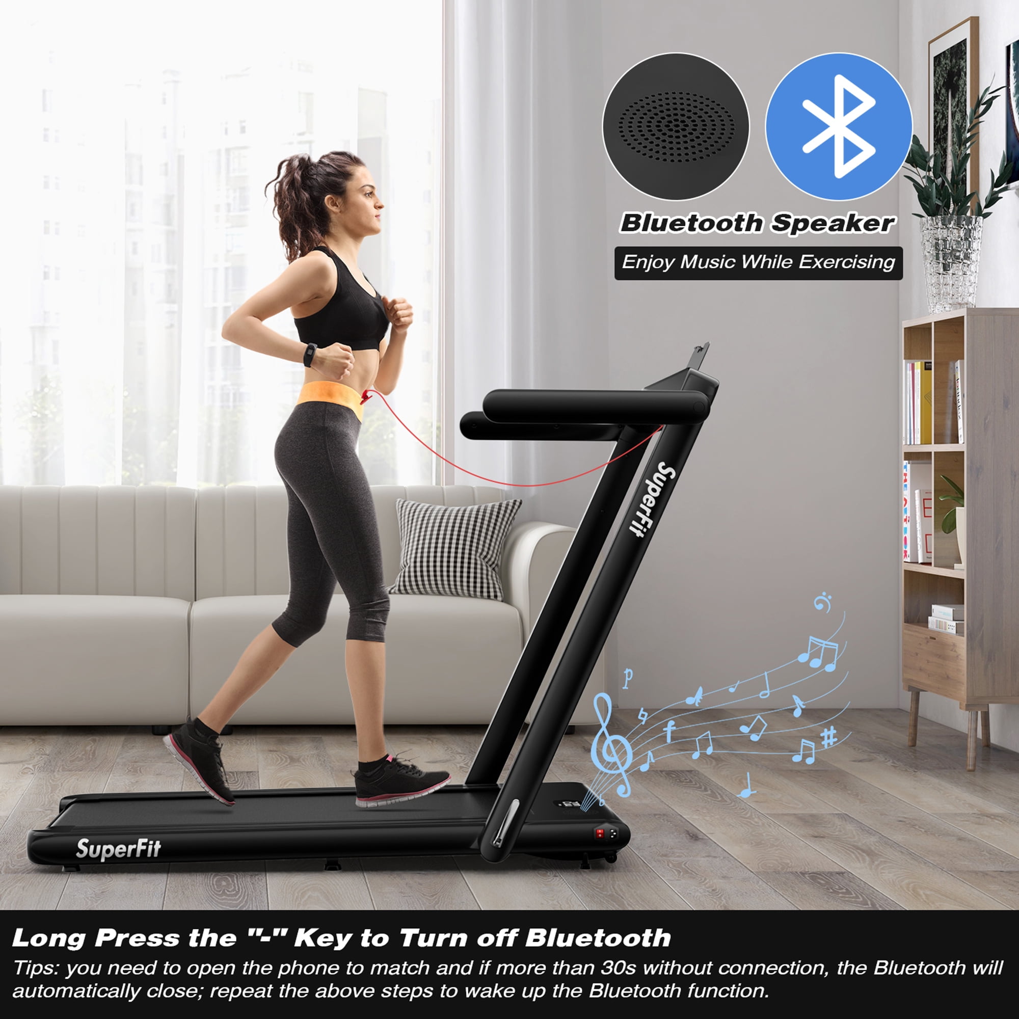 Gymax Motorized Treadmill Folding Under Desk Electric Treadmill W/APP Black
