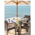 thumbnail image 4 of Square Outdoor Tablecloth with Umbrella Hole Wildflowers Outside Table Cloth Waterproof Patio Table Cover Spring Farmhouse Tulip Floral Leaf Wooden Grain Zipper Tablecloths for Picnic 60x60 Inch, 4 of 8