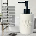 thumbnail image 2 of ABCISI Soap Dispenser, Cylindrical Lotion Dispenser with Matte Black Pump, 12oz Ceramic Relief Hand Dish Soap Dispenser, Refillable Liquid Dispenser for Kitchen Bathroom (Relief White), 2 of 12