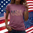 thumbnail image 2 of Zynoxe Women's T-Shirts Fourth of July Patriotic Graphic Tees for Women Casual Summer Crew Neck Short Sleeve Going Out Tops (#01 Wine,M), 2 of 7