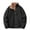 Black(2025), variant on Men's Solid Color Fleece Long Sleeved Stand Up Collar Drawstring Zipper Pocket Lambskin Jacket Jacket,Black,4XL