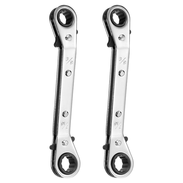 Uxcell 2pcs 3/8" x 7/16" SAE 25 Grados Llave de Servicio Doble Cabeza HVAC