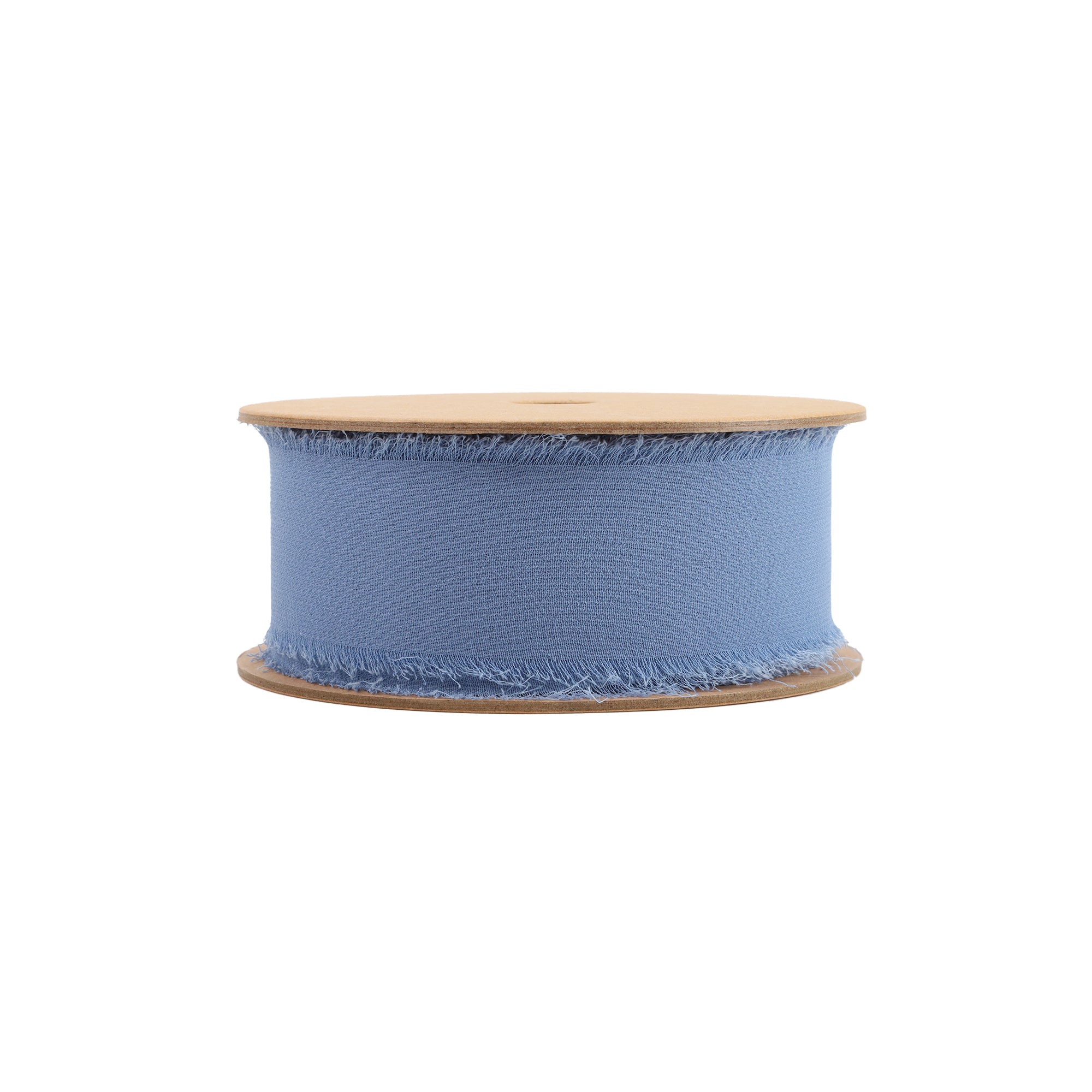 LaRibbons 1 1/2" Frayed Edge Chiffon Ribbon, Blue, 10 Yard Roll