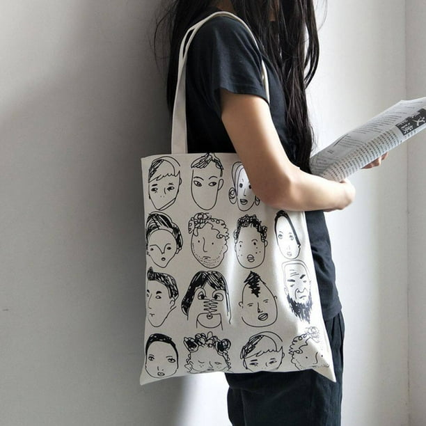 Dessin Anime Croquis Femmes Toile Epaule Crossbody Sac Filles Toile Sac a Main Cartoon messenger Shopping Exterieur Sac a Main