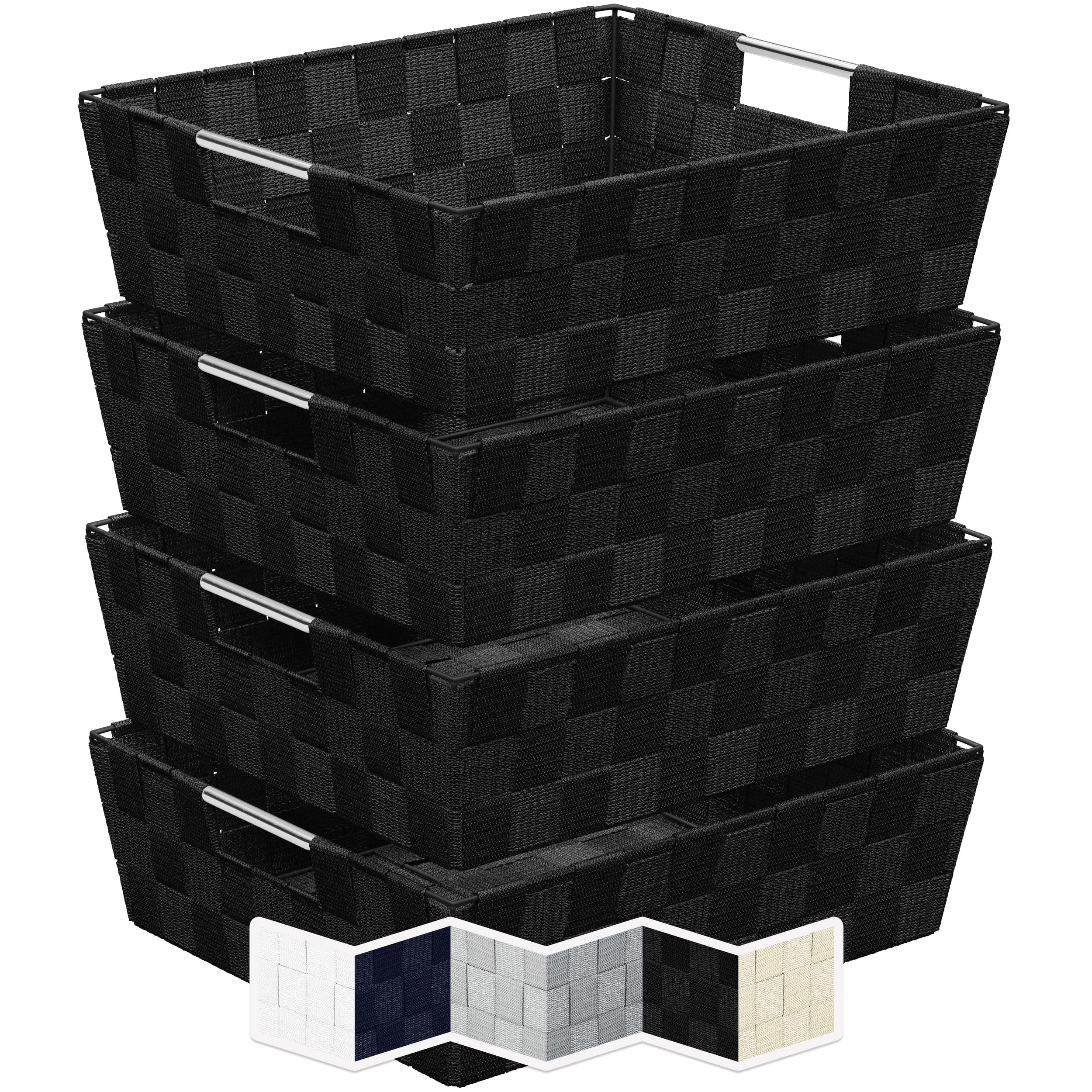 NEATERIZE Woven Storage Baskets for Organizing 4 Fabric Empty