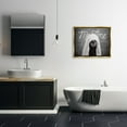 thumbnail image 2 of Stupell Industries Me Time Pet Dog Bathroom Portrait Metallic Gold Framed Floating Canvas Wall Art, 24x30, by Adobe Stock, 2 of 6
