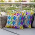 thumbnail image 3 of Outdoor Pillow Covers Abstract Retro Colorful Glasses Waterproof Pillow Cases 16x16 Set of 2, Geometric Diamond Lattice Throw Pillow Cover Pillowcase for Patio Balcony Couch Garden, 3 of 9