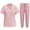 Pink, variant on LYMAYTER S-2XL Women V-Neck Nurse Uniform Solid Color Washable Wear-Resistant Quick-Dry Top & Pants Medical Uniform