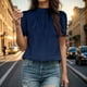thumbnail image 2 of Camiseta holgada de manga corta lisa para mujer: gasa con pompones, cuello redondo, abertura en la espalda, tallas S-XL, ideal para combinar con vaqueros o leggings., 2 of 5