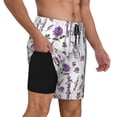 thumbnail image 3 of Balery Lavender Flowers Mens Swim Trunks Swim Shorts for Men Quick Dry Inseam Beach Shorts with Compression Liner Pocket-Small, 3 of 9