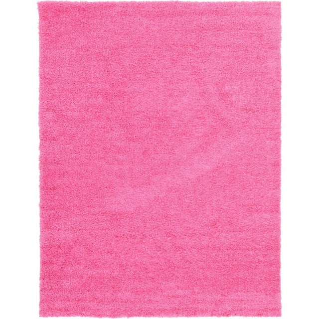 Unique Loom Tapis en Peluche Moderne Solide 9' x 12' Rectangle Bubblegum Rose