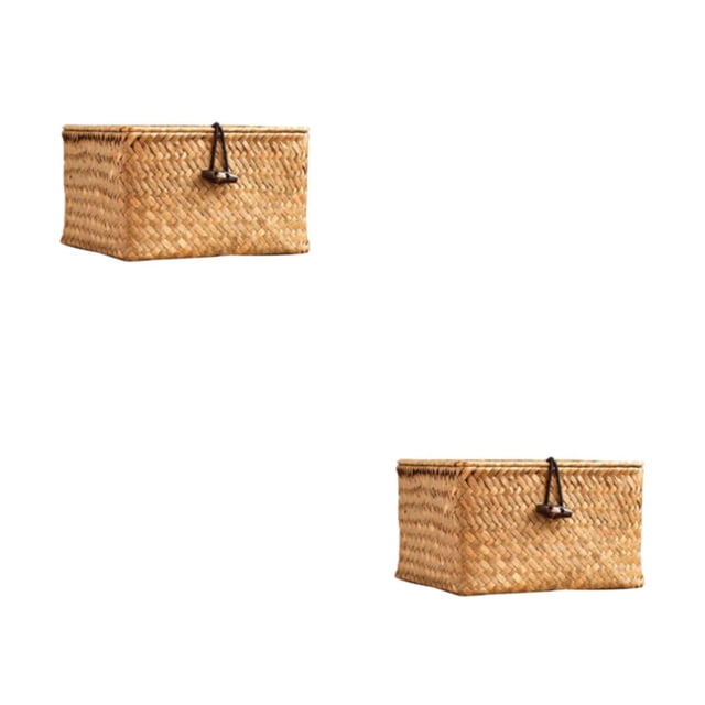 Naiovety Contenedor de fibra fácil de ubicar con tapa - Seguro para el hogar Aula Oficina Amplia aplicación Gran capacidad 17 * 17 * 10 CM 17*17*10 CM 2Conjunto