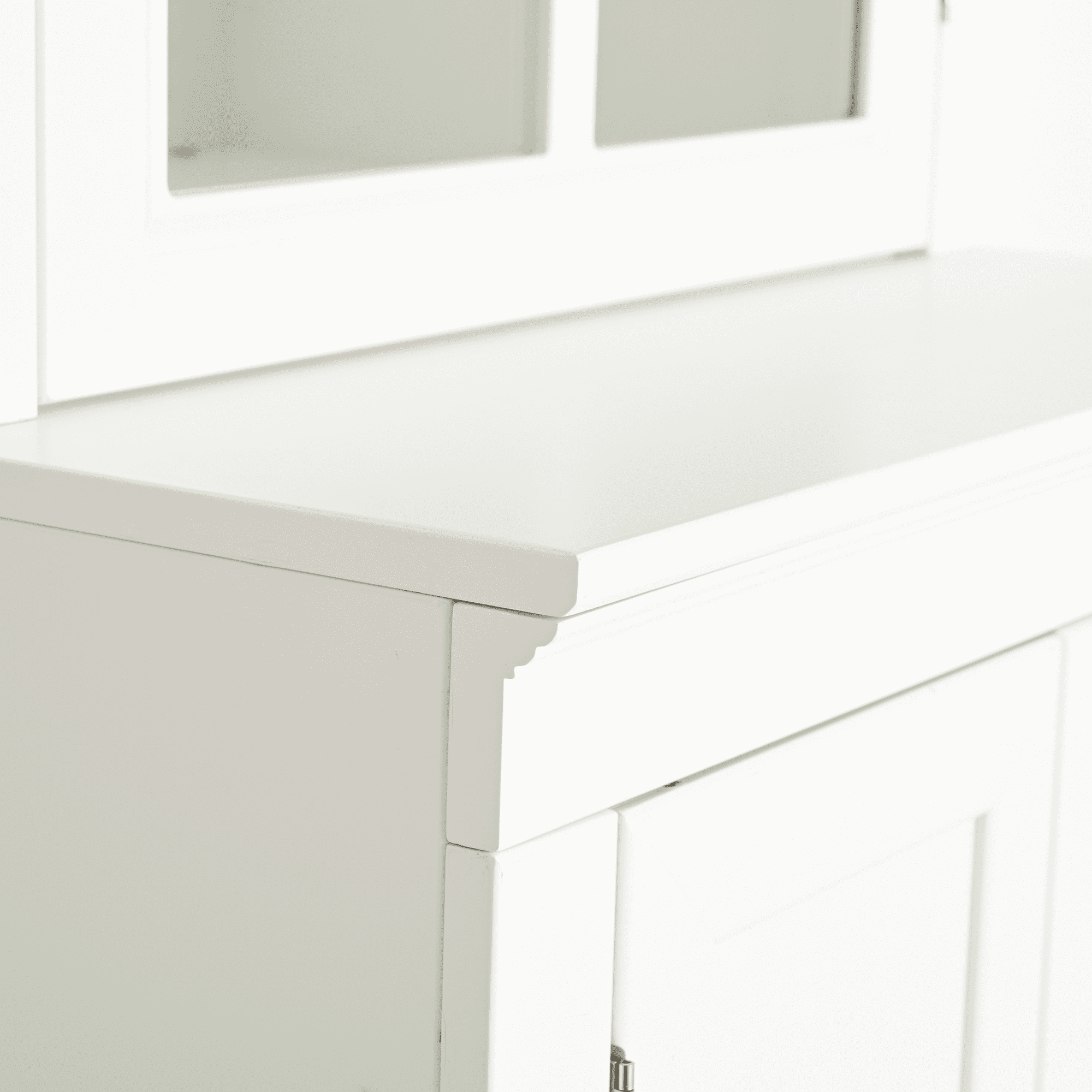 75" Tall Pantry Cabinet, Modern Kitchen Hutch with Glass Door, Adjustable Shelves, Countertop, Wood Buffet Cabinet, Cupboard for Living Room, Hallway