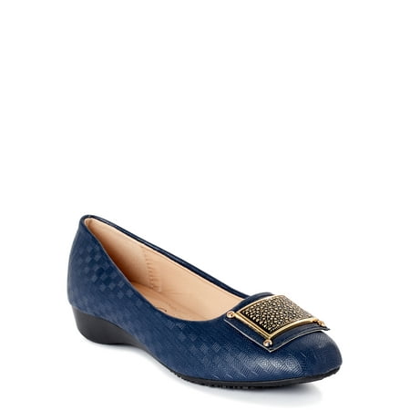 

Victoria K Square Gold Black Medallion Wedge Flats (Women)