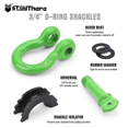 thumbnail image 2 of Shackles 3/4'' D Ring Shackle 41,887Ib Capacity with 7/8'' Screw Pin and Shackle Isolator Tow Strap Winch for Vehicle Recovery (Green), 2 of 6
