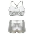 thumbnail image 2 of iixpin Kids Girls 2 Piece Tankini Swimsuit Sequins Gymnastic Ballet Dance Tanks Top with Bottoms Silver 5-6, 2 of 7