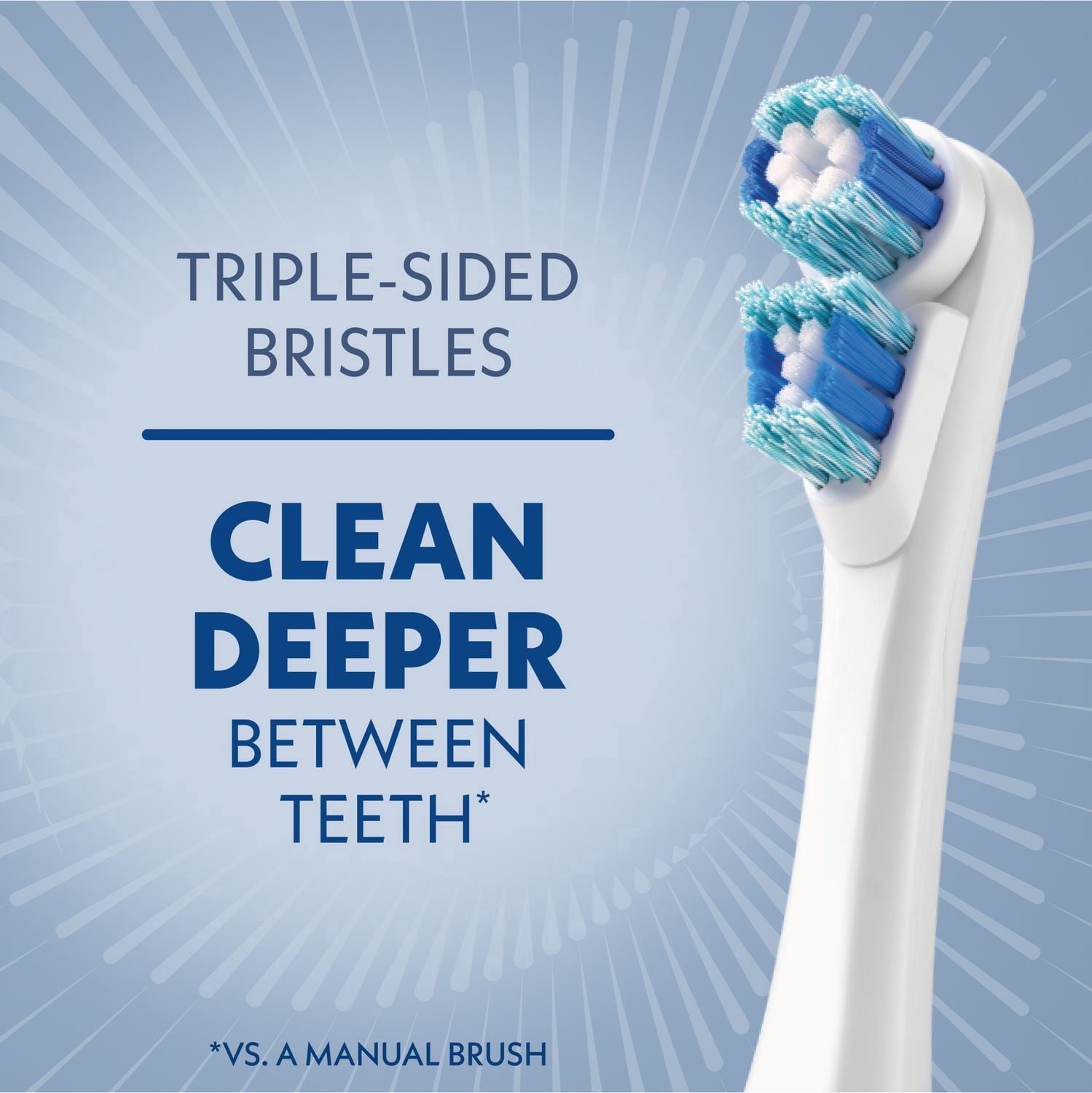 Brosse à dents électrique à pile Spinbrush Smart Clean pour adultes avec tête à double action, compteur et minuterie, Bleu nocturne, soies souples, 1 unité