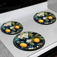 thumbnail image 2 of Bahomeck Gas Stove Burner Cover Set Of 4,Lemon And Jasmine Flowers On Navy Blue Background Metal Electric Stove Burner Covers,Protecting Gas Stoves,Kitchen Decor，8 Inch And 10 Inch, 2 of 2