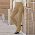 thumbnail image 2 of XFLWAM Women's Stretch Dress Pants Casual Work Slacks Business Pants with Pockets Flared Straight Leg Bootcut Trousers for Office Khaki M, 2 of 7