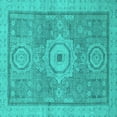 thumbnail image 1 of Ahgly Company Machine Washable Indoor Square Abstract Turquoise Blue Modern Area Rugs, 6' Square, 1 of 4