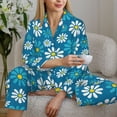 thumbnail image 6 of Pajama Sets for Women 2 Pcs, Blue Daisies Flowers Button Down Long Sleeve Sleepwear Lounge PJ Sets, 6 of 6