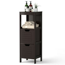 Topbuy Wooden Floor Cabinet Multifunctional Bathroom Storage Cabinet Side Organizer w/Drawer Brown